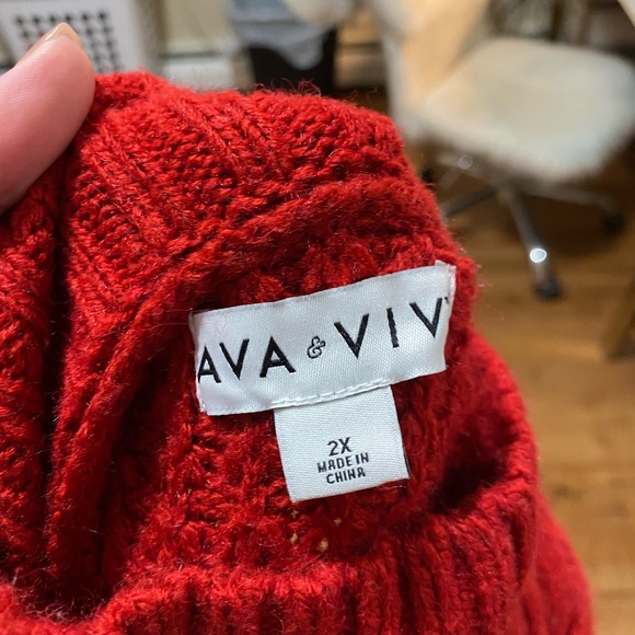 Ava & viv 2x rust color cable knit mock neck sweater - Picture 2 of 3